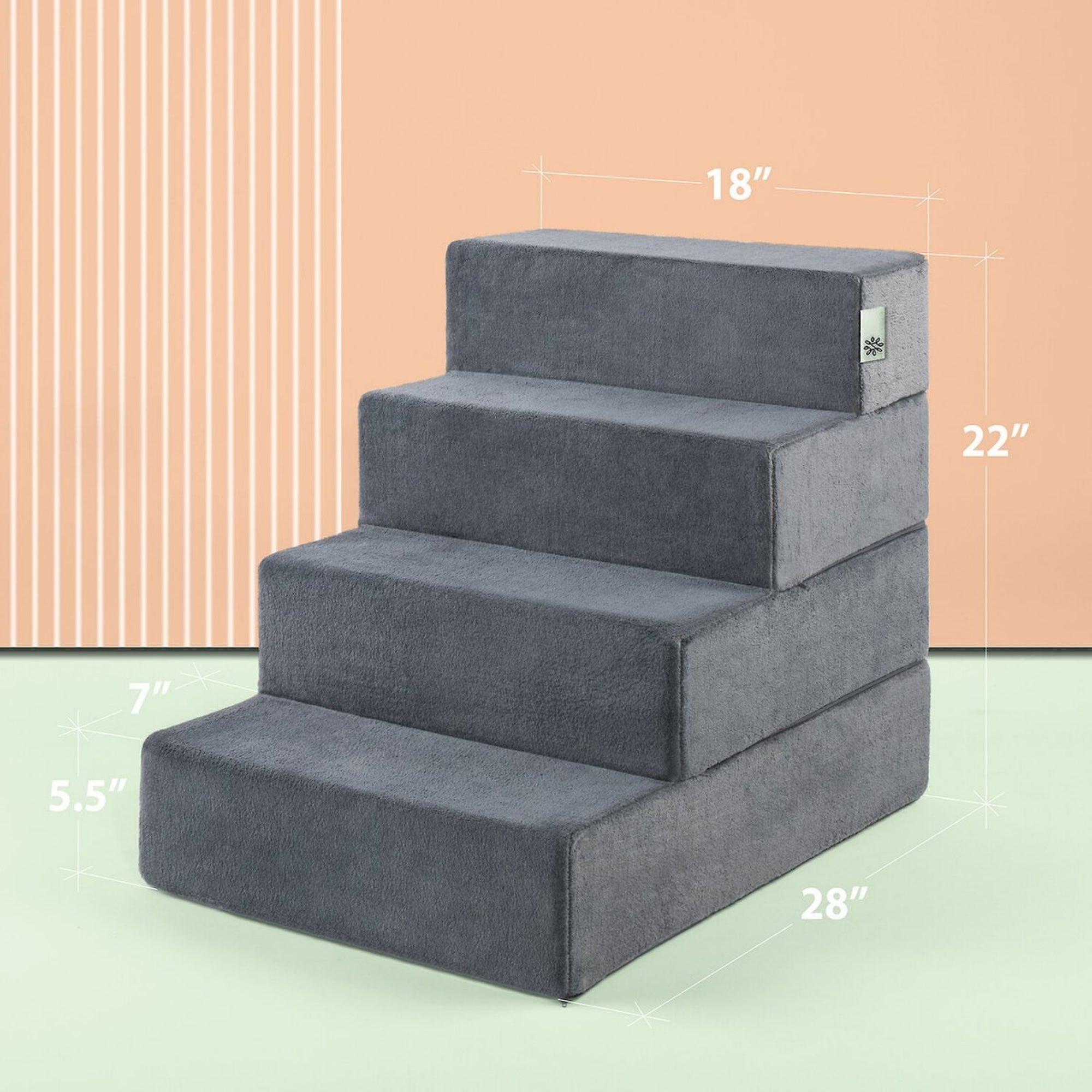 Foam 13”-24” Comfort Pet Stairs, Charcoal