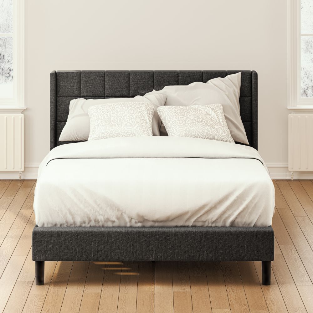 Queen Size Upholstered Platform Bed Frame with All Mounting