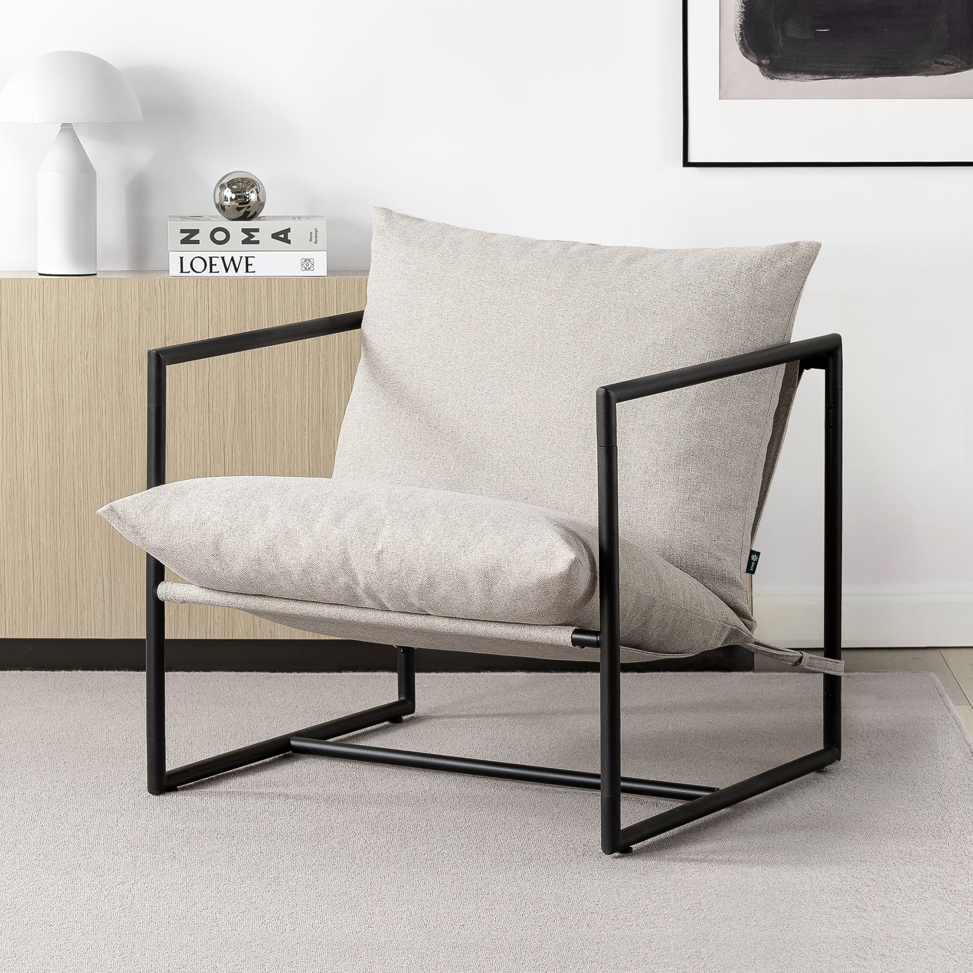 Zinus Aidan Metal Framed Sling Accent Chair Black