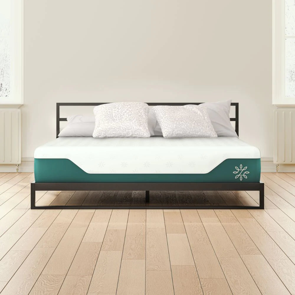 cooling gel hybrid mattress on mia platform bed frame