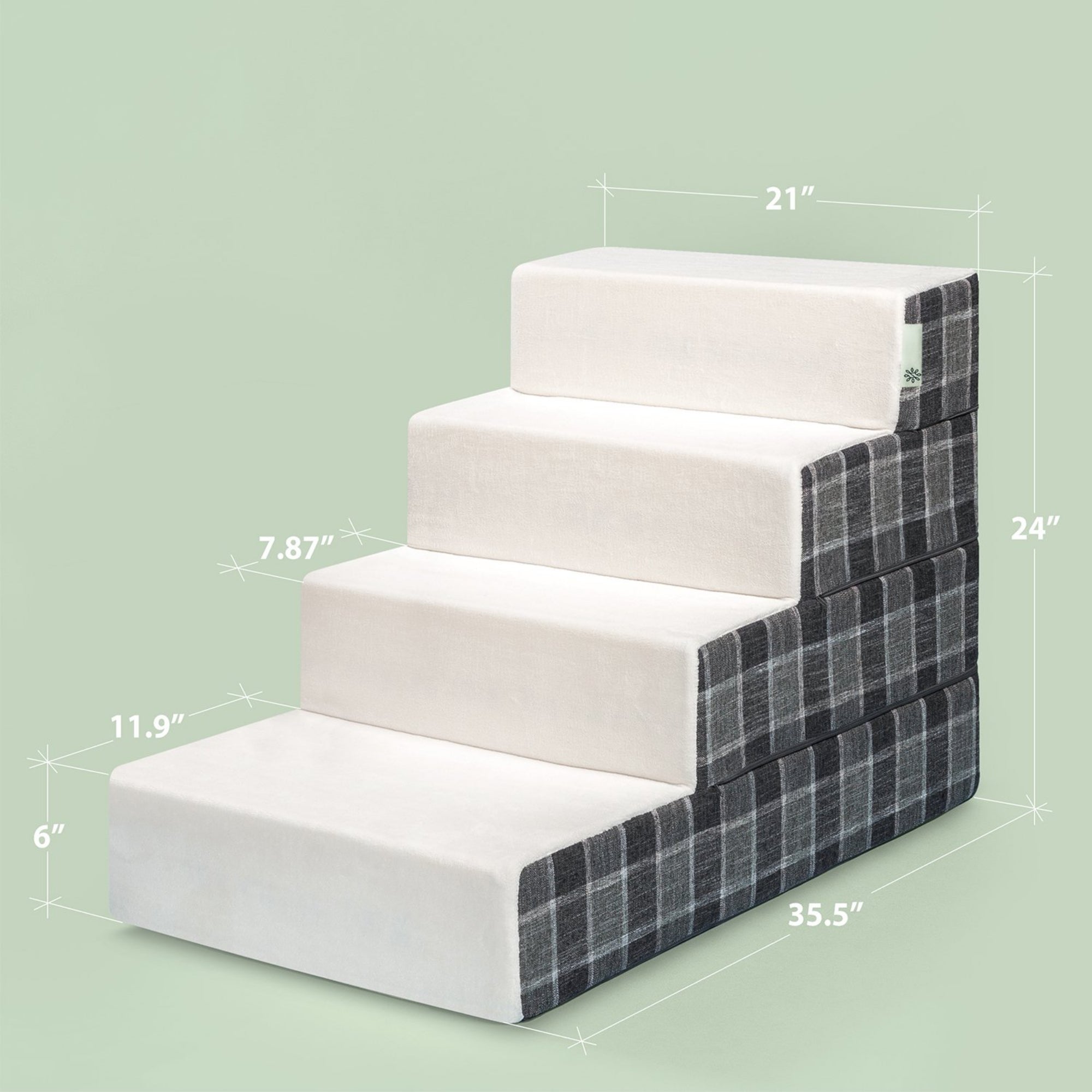 Foam 10”-24” Cozy Pet Stairs, Grey Plaid