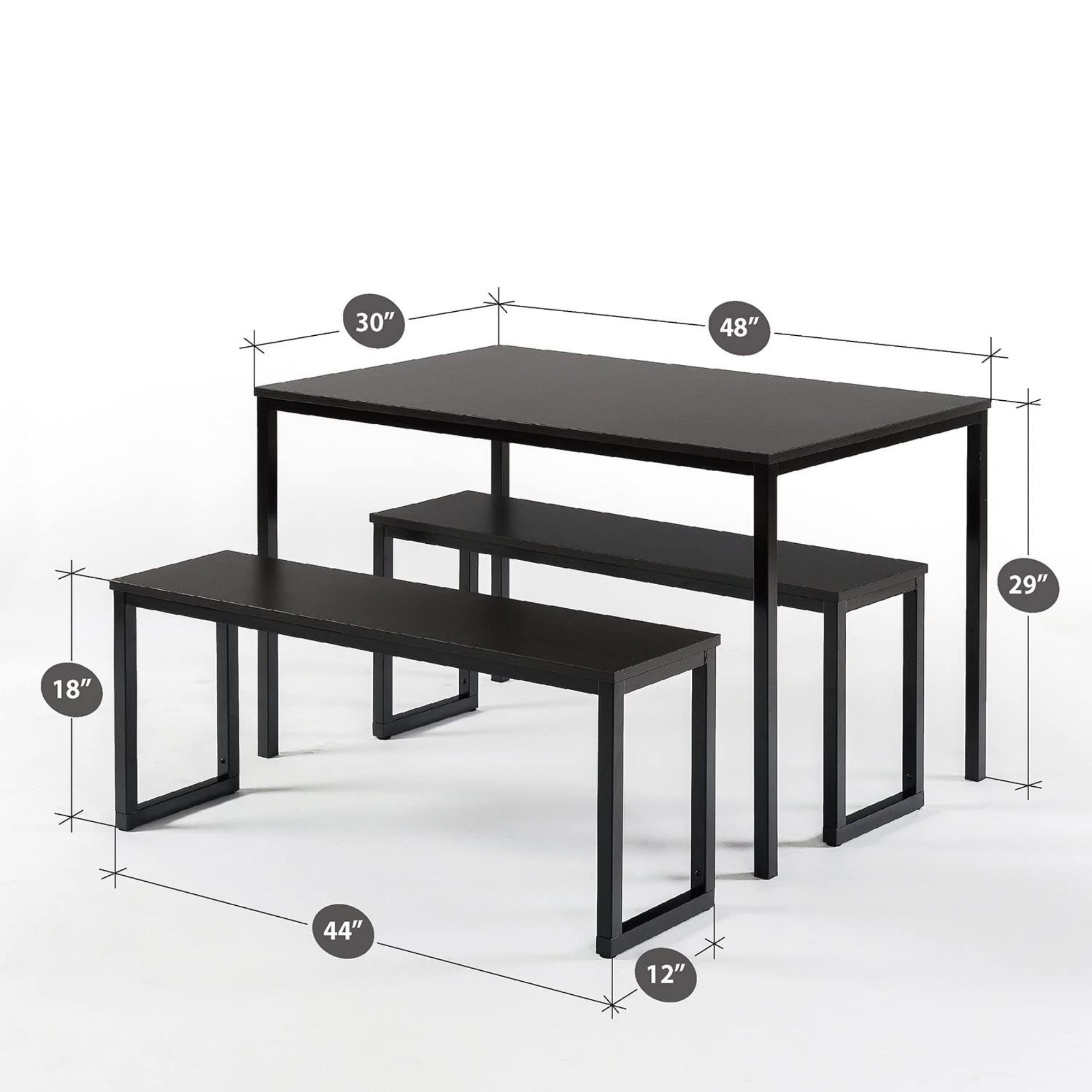 Louis Metal Frame Dining Table with Benches