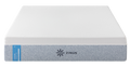 Close-up of the ZINUS mattress edge with brand logo and blue label.
