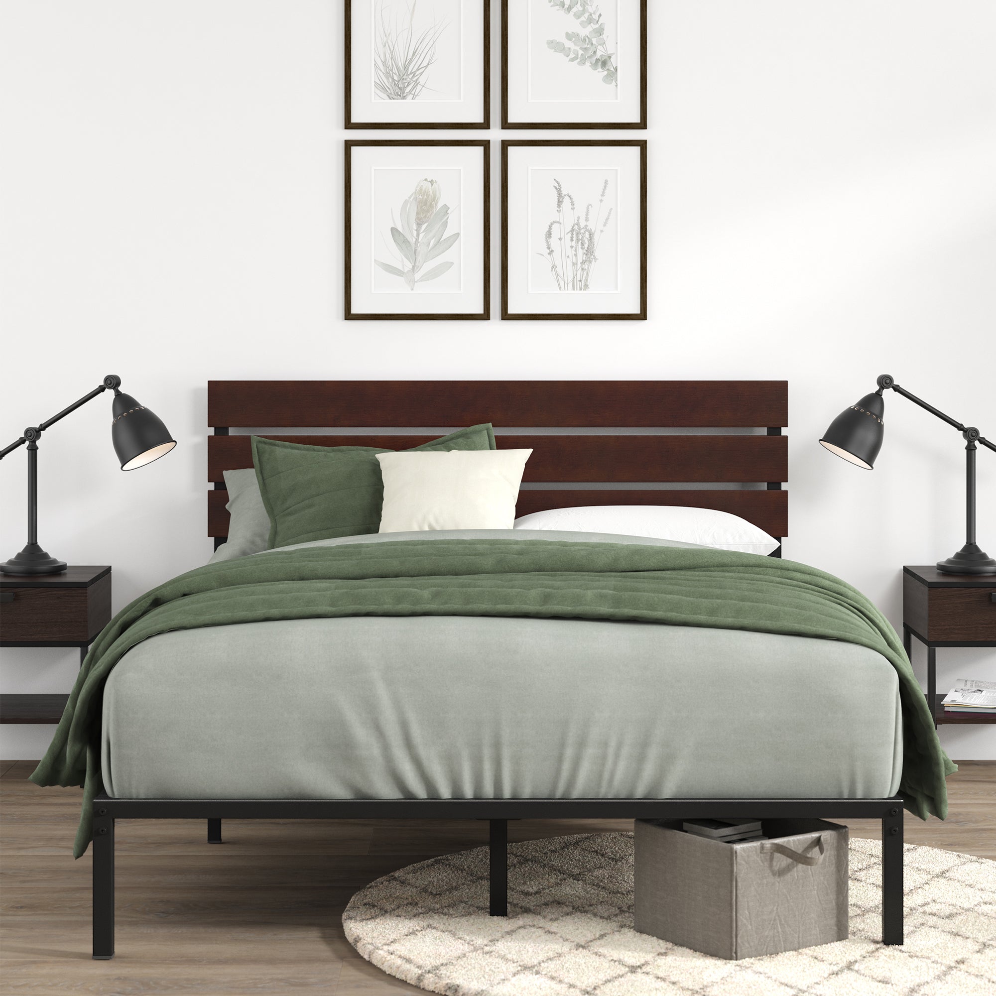 Figari Metal and Bamboo Platform Bed Frame