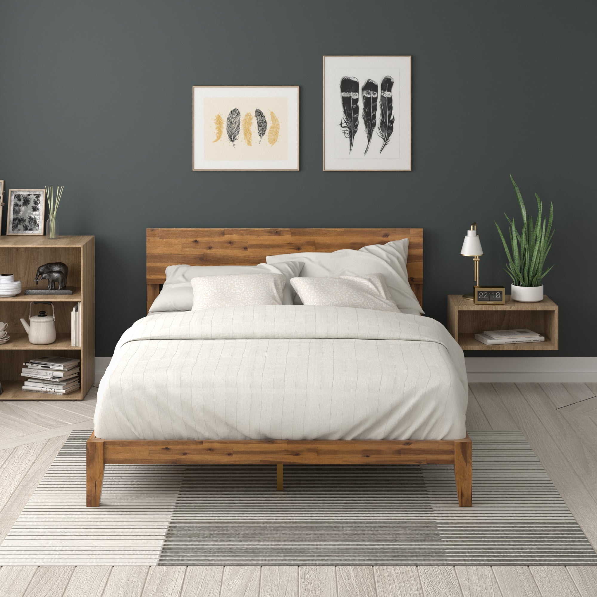 Zinus wood platform bed with headboard sales