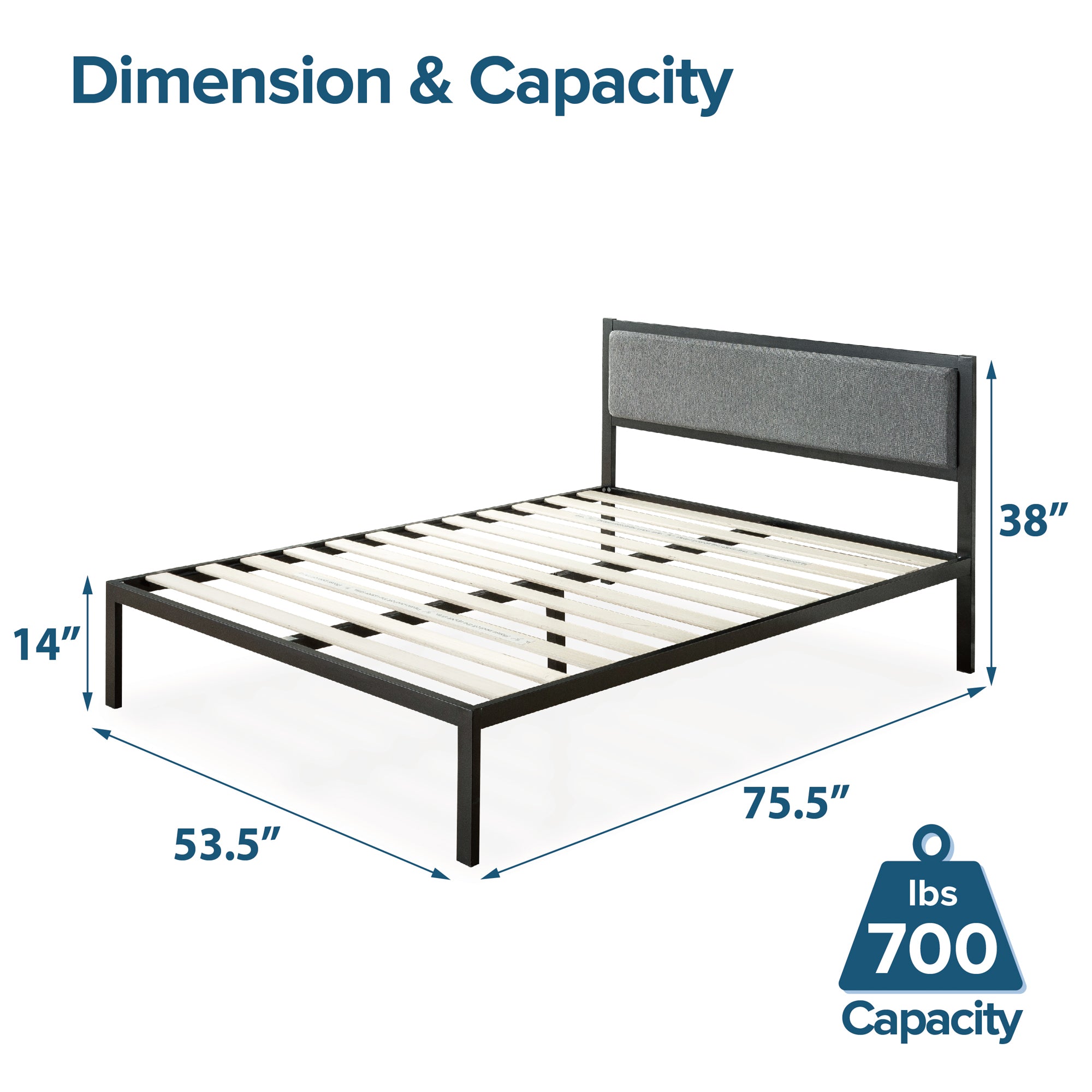 Korey Metal and Upholstered Platform Bed Frame