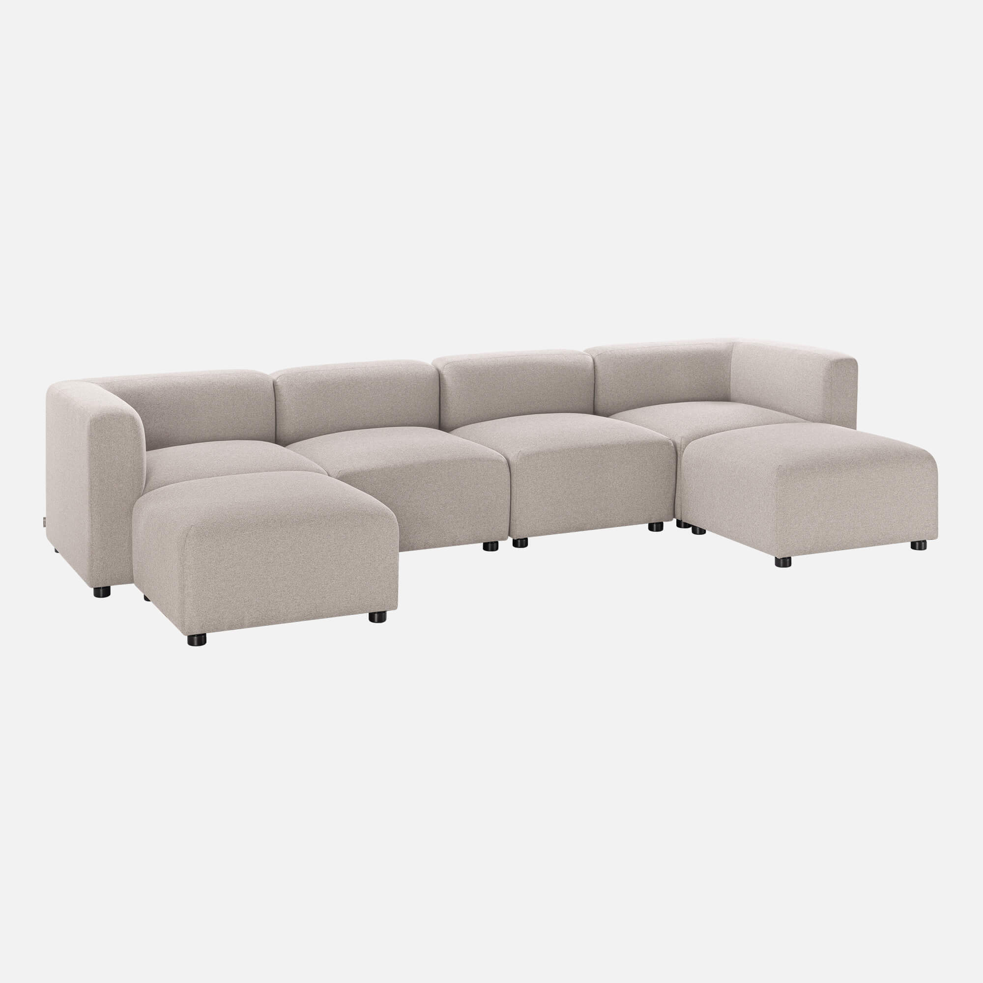 Luca Double Chaise Sectional Sofa with multiple ottomans for versatile arrangement