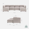 Schematic representation of the Luca Double Chaise Sectional Sofa's measurements