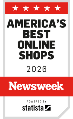 Go to slide America’s Best Online Shops 2026 badge from Newsweek and Statista indicating independent recognition of ecommerce performance and customer experience, featuring five stars, bold year text, and a prominent Newsweek banner.