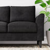 black 3 seater sofa with button tufting