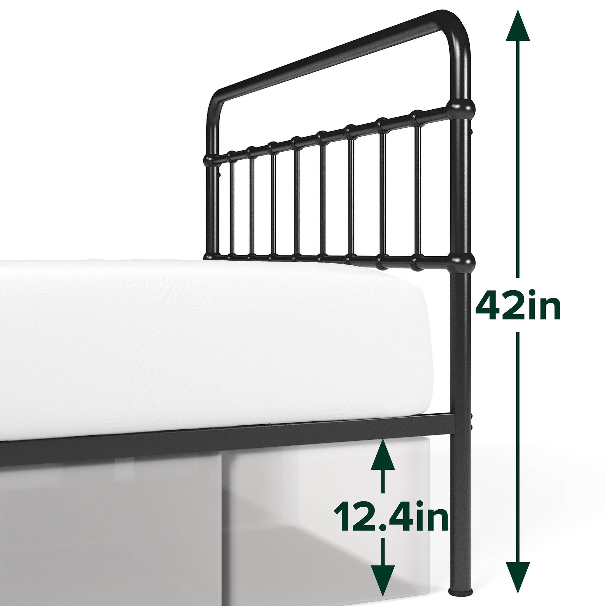 Zinus Florence Bed 140 x 200 cm - 35 cm hoog - Metalen bedframe met hoofdeinde en voeteneinde - Bed met lattenbodem - Bedframe in vintage design - Opbergruimte onder het bed - Zwart Zinus Florence Bed 140 x 200 cm - 35 cm hoog - Metalen bedframe met hoofdeinde en voeteneinde - Bed met lattenbodem - Bedframe in vintage design - Opbergruimte onder het bed - Zwart