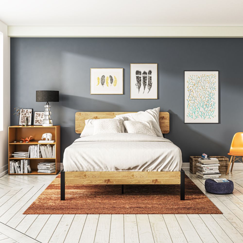 Zinus olivia metal and wood platform bed with wood slat support sale