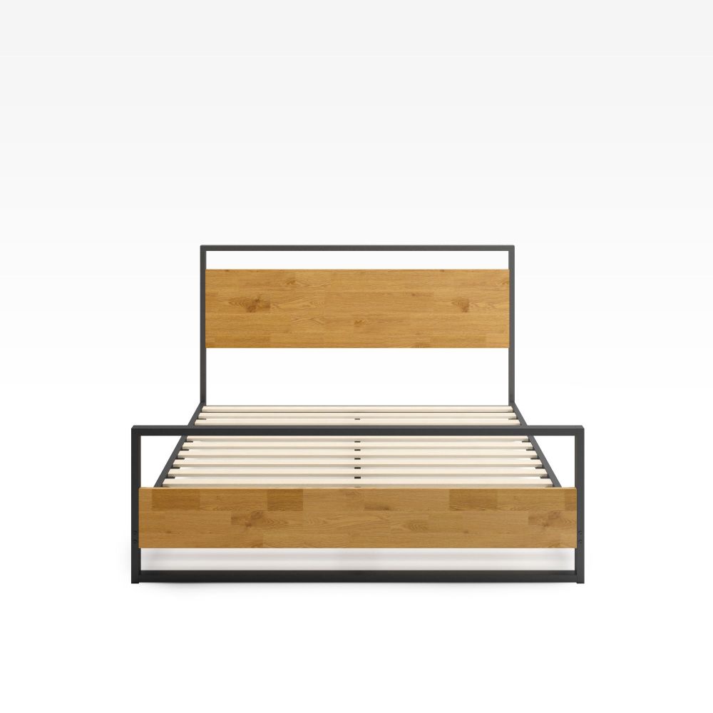 ZINUS JAPAN Suzanne すのこベッド 195x140cm Suzanne Metal and Bamboo Platform Bed Frame with Footboard | Zinus