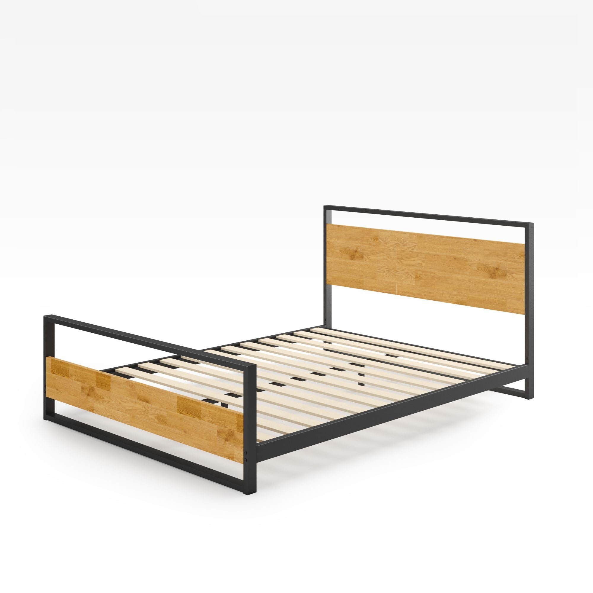Suzanne Metal and Bamboo Platform Bed Frame with Footboard | Zinus