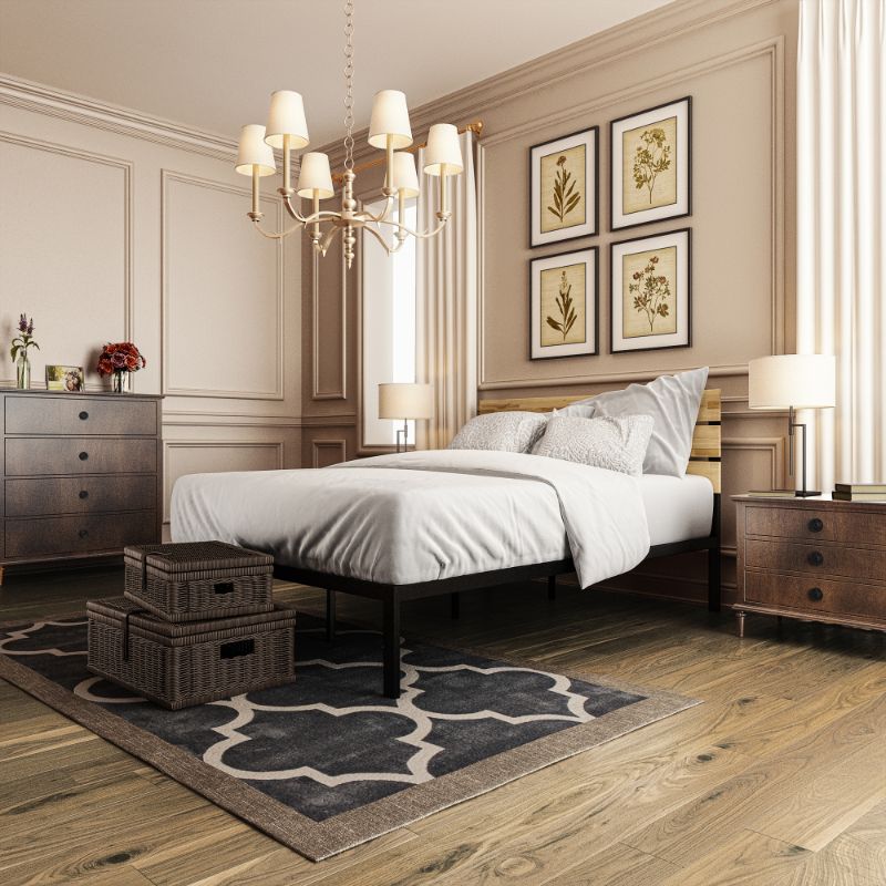 Paul metal and wood platform bed frame top