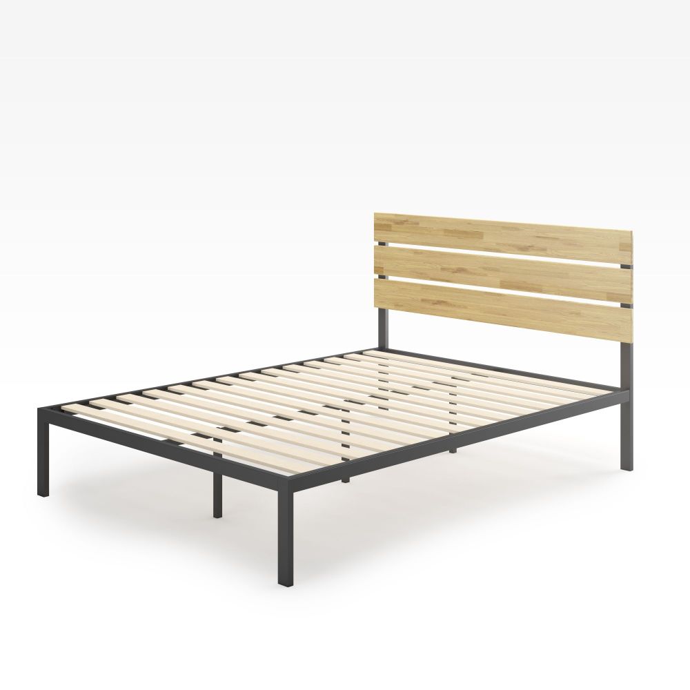 Paul Metal and Wood Platform Bed Frame Quarter