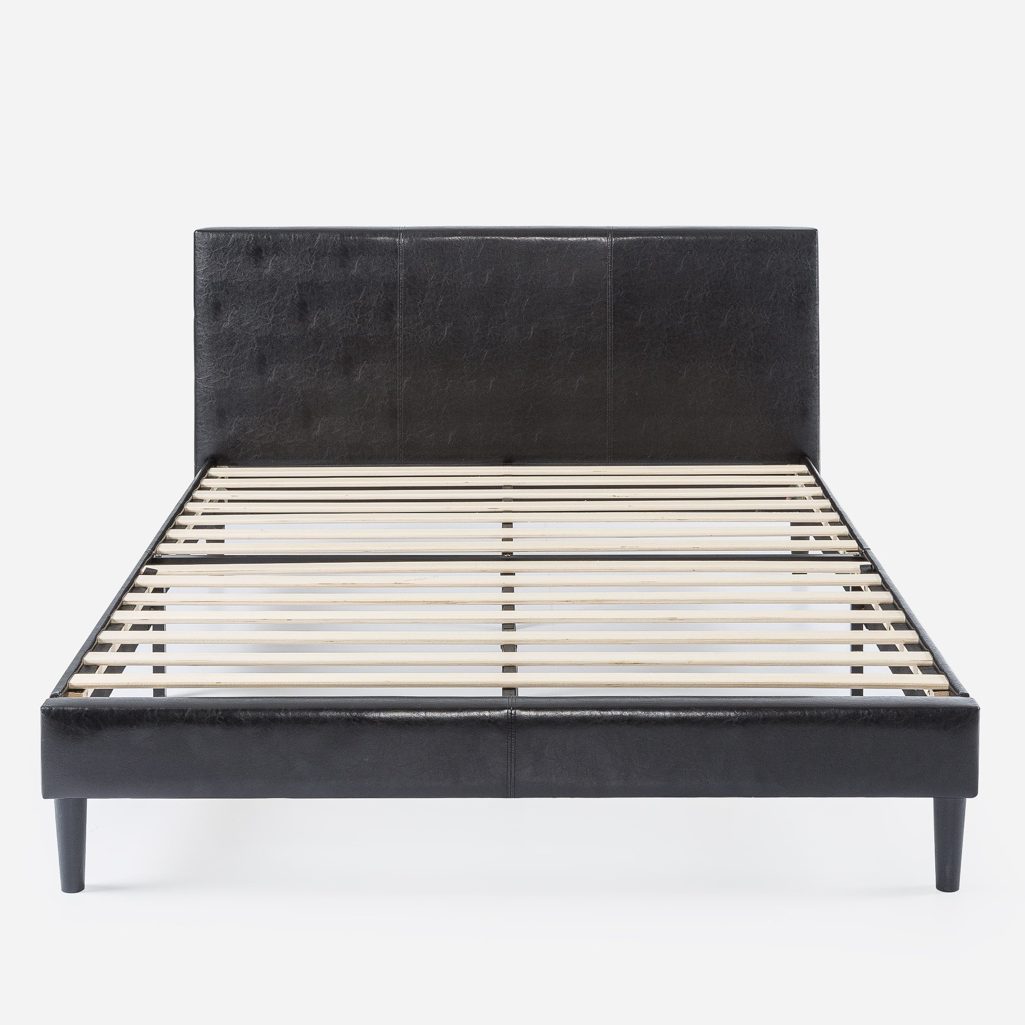 Jade Faux Leather Upholstered Platform Bed Frame with Short Headboard Black
