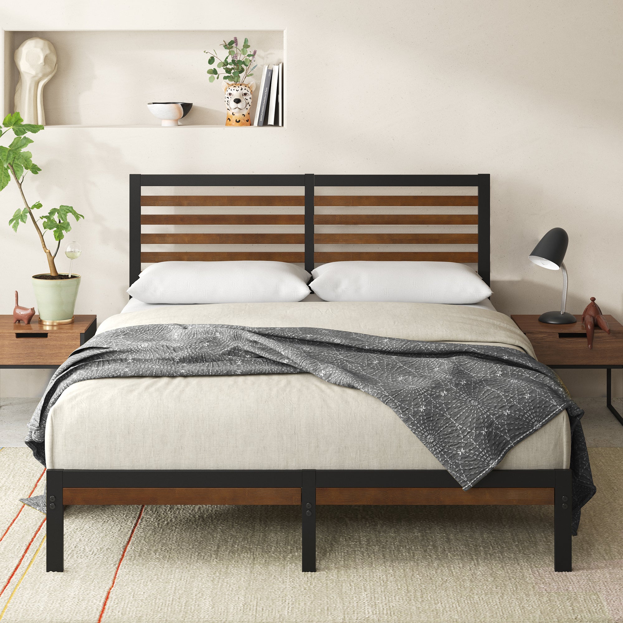Kai Bamboo and Metal Platform Bed Frame Zinus
