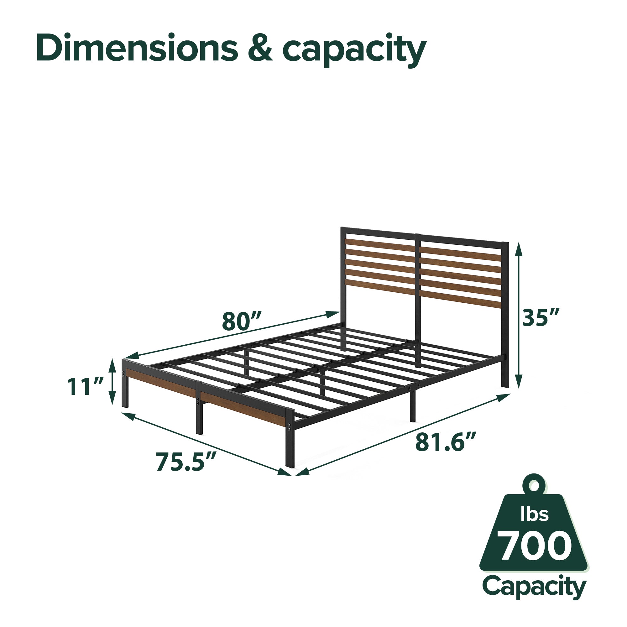 Kai Bamboo and Metal Platform Bed Frame | Zinus