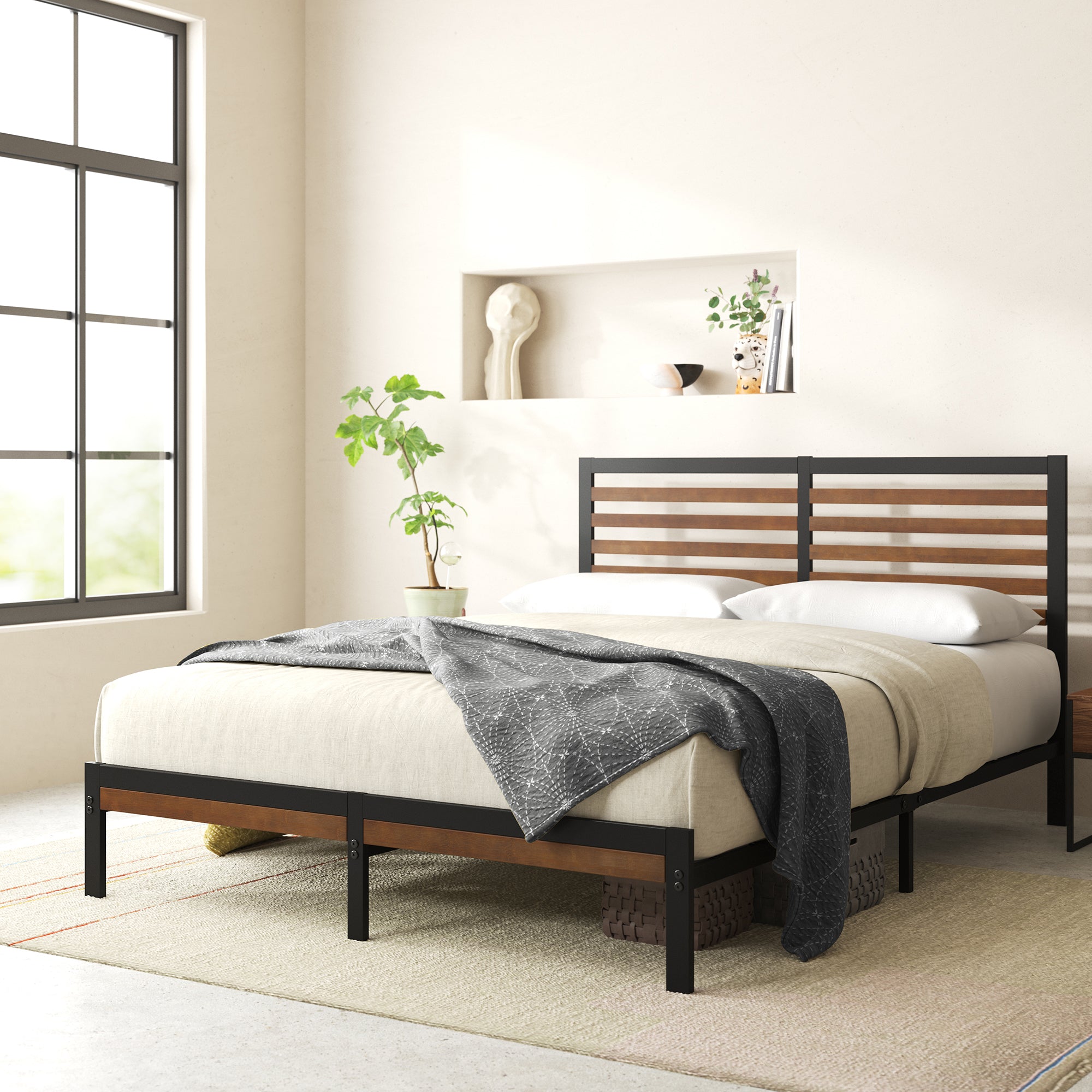 50% OFF 以上 - レディース福袋 Metal and Bamboo Kai Platform Frame Bed ラグ・カーペット