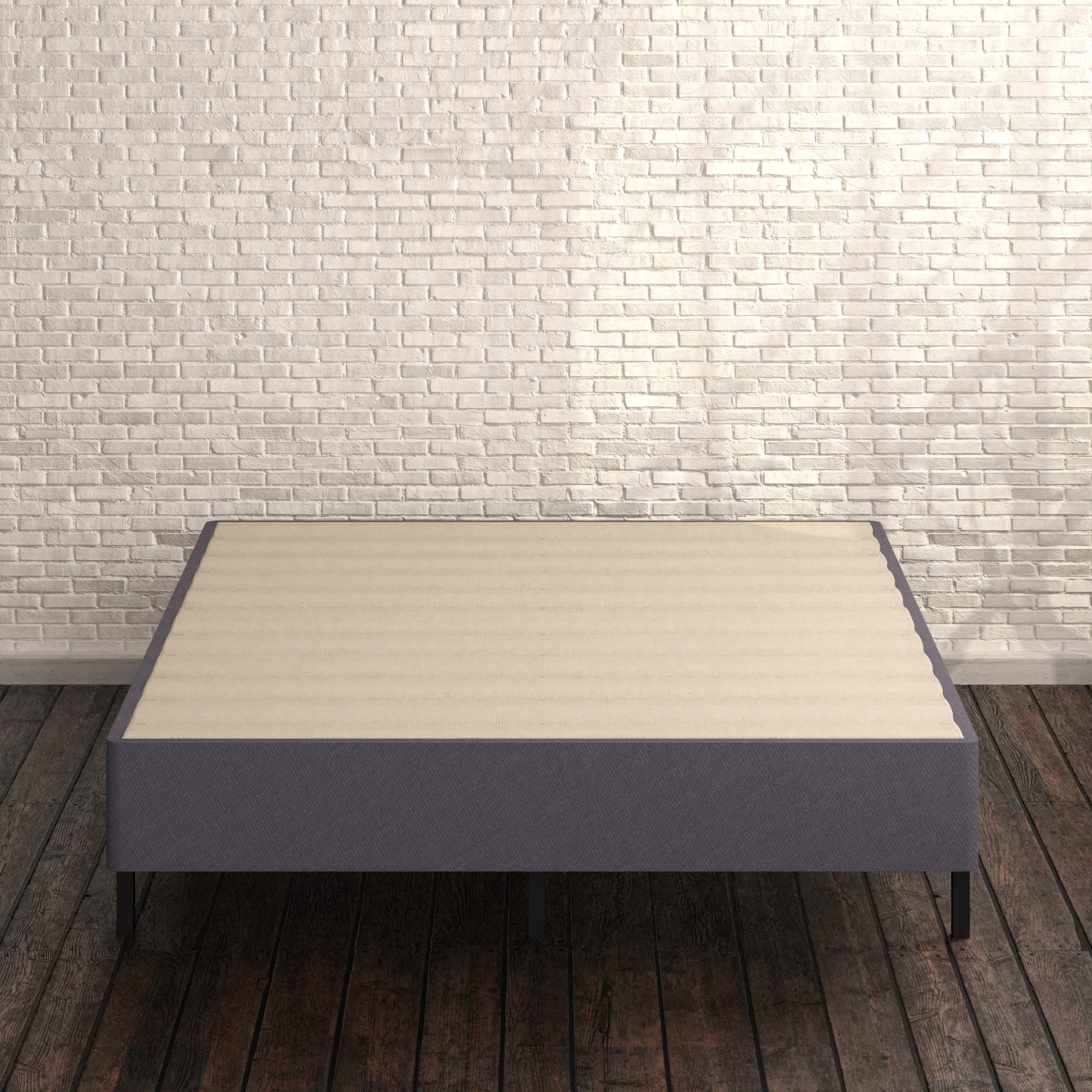 Upholstered Metal Box Spring with Wood Slats