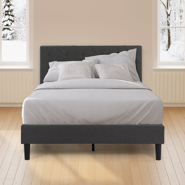 Shalini Upholstered Platform Bed Frame with USB Ports | Zinus