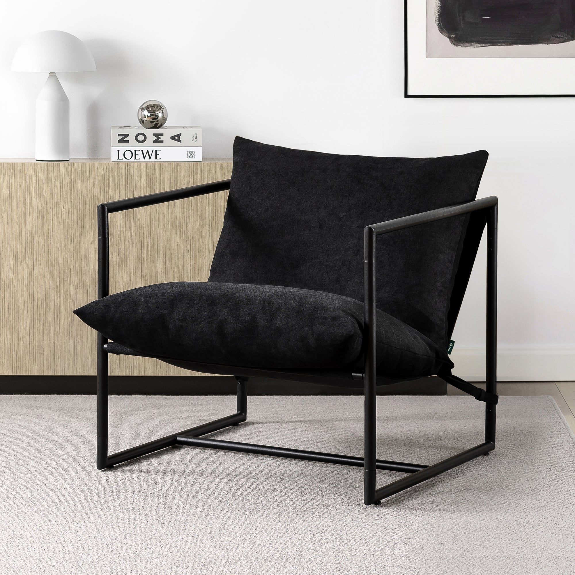 Zinus Aidan Metal Framed Sling Accent Chair Black
