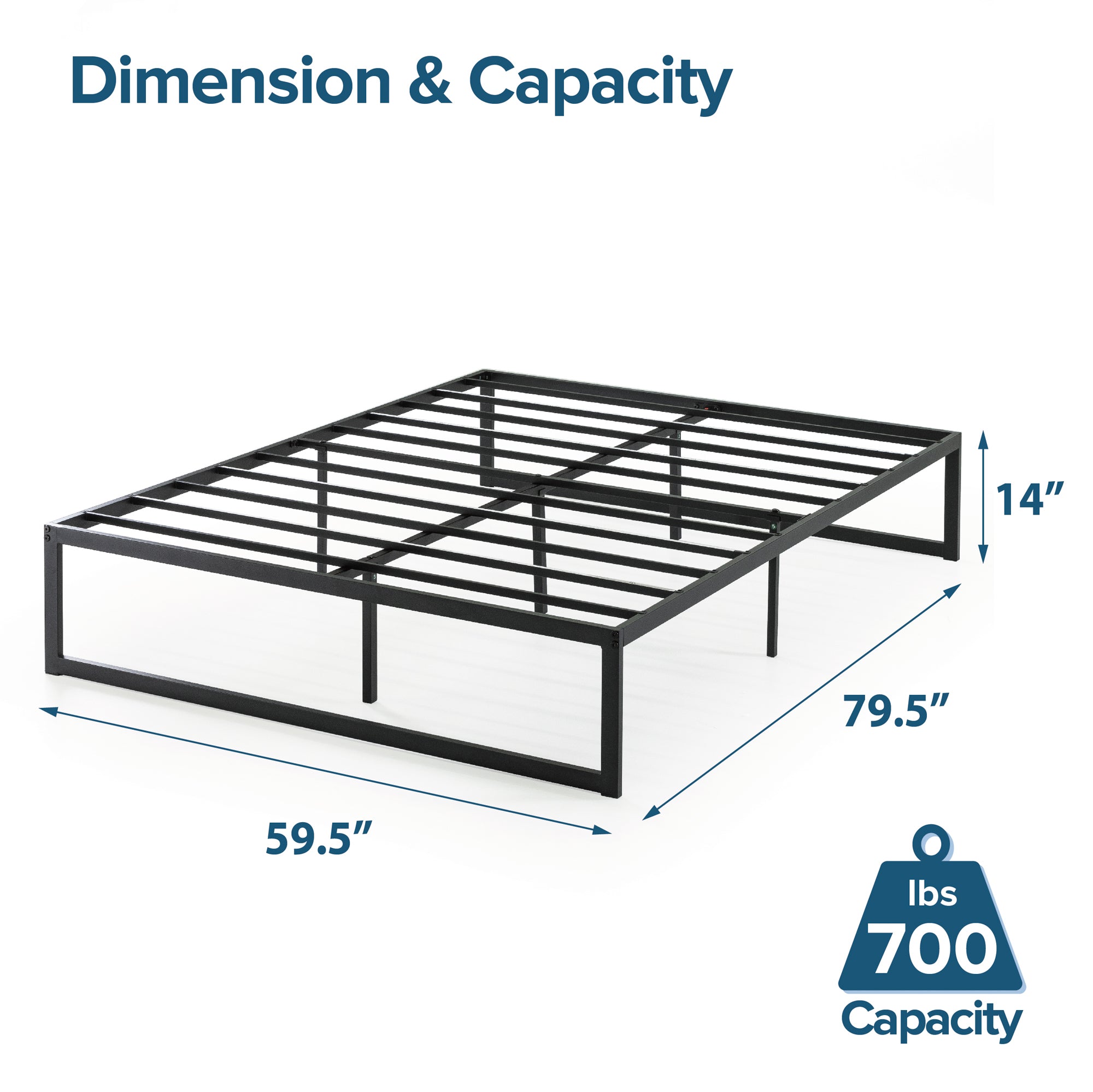 Abel Metal Platform Bed Frame Zinus King