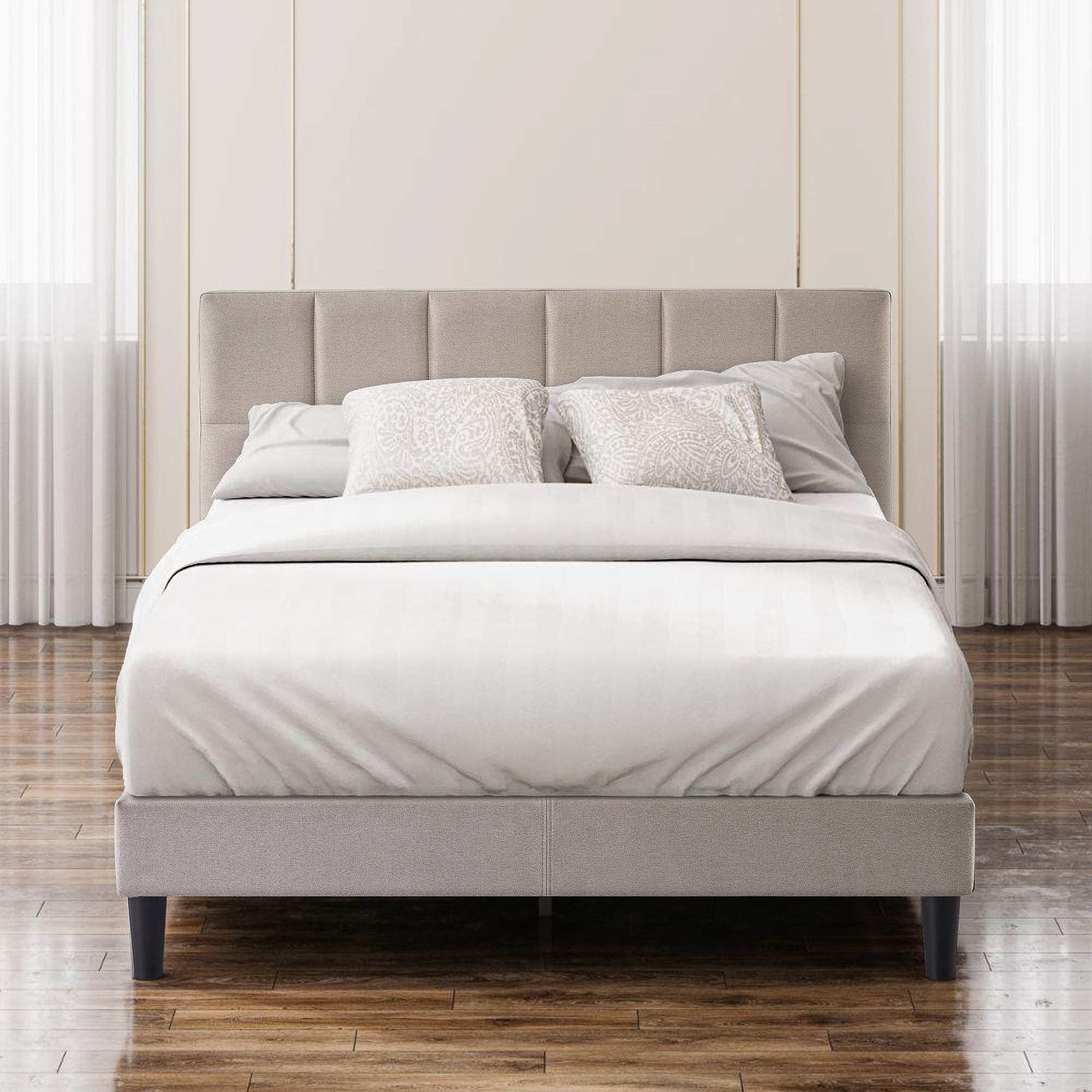 Lottie Upholstered Platform Bed Frame with Short Headboard