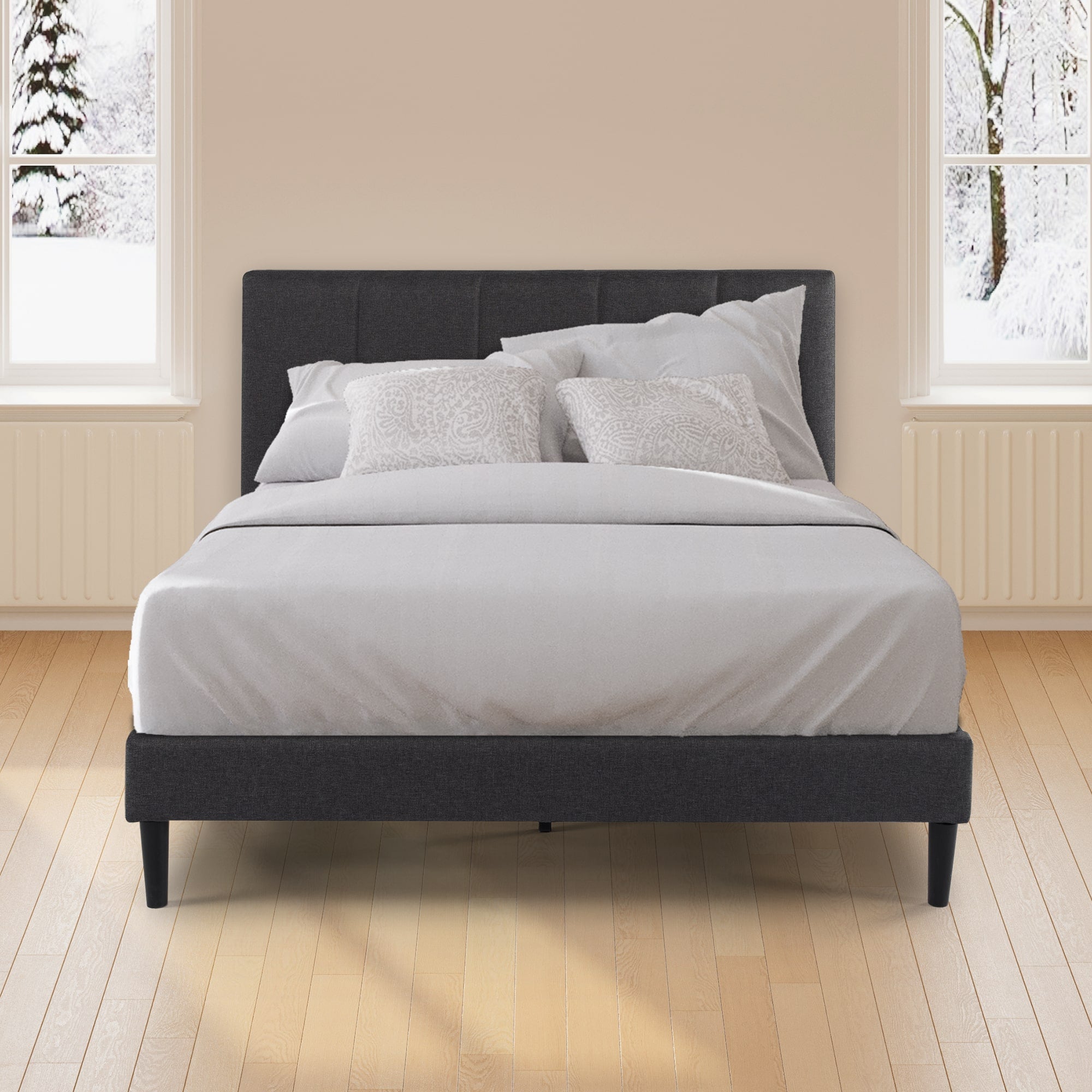 Maddon Upholstered Platform Bed Frame grey 