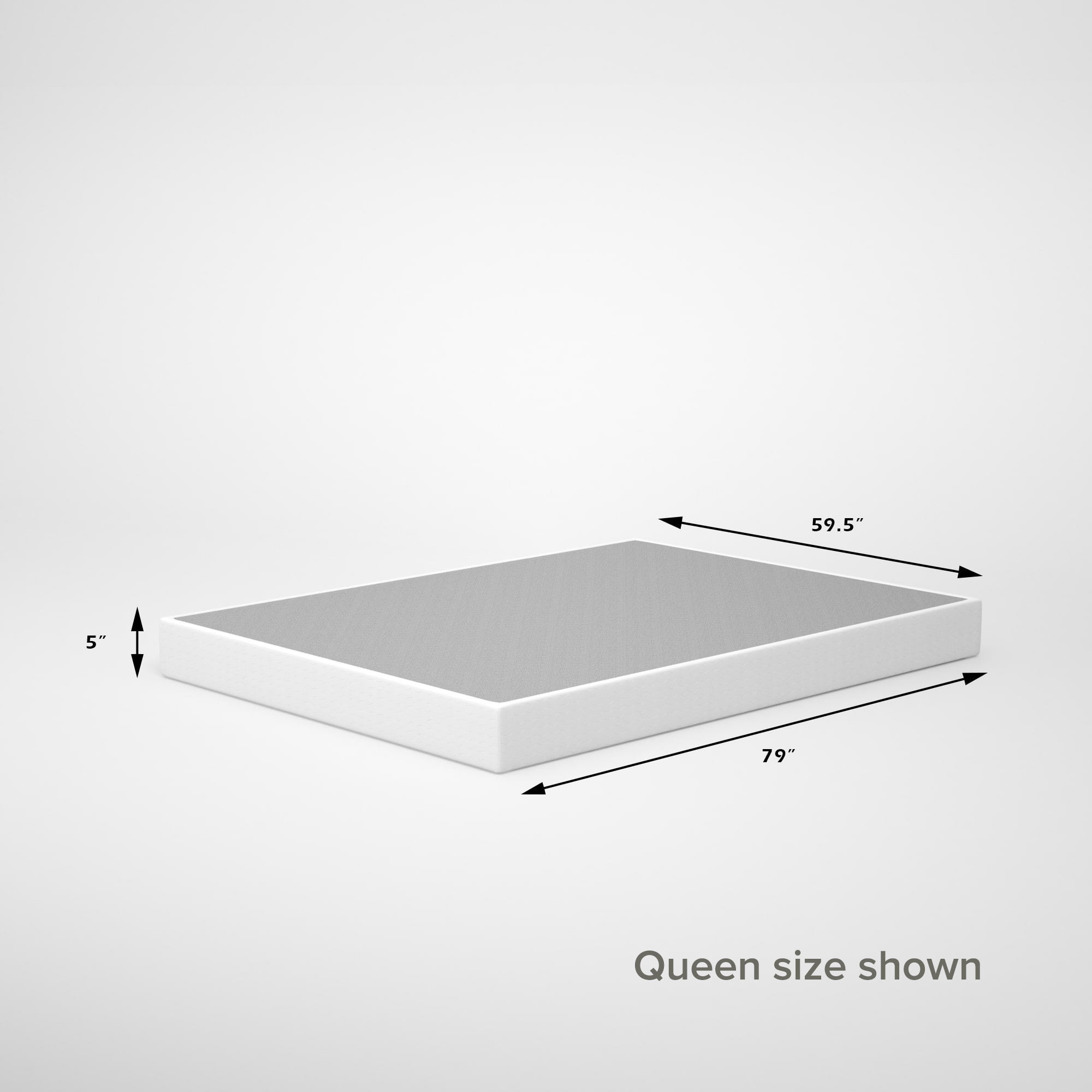 Smart Metal Box Spring 5 inch queen size dimensions shown