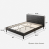 Jade Faux Leather Upholstered Platform Bed Frame with Short Headboard Black queen size dimensions