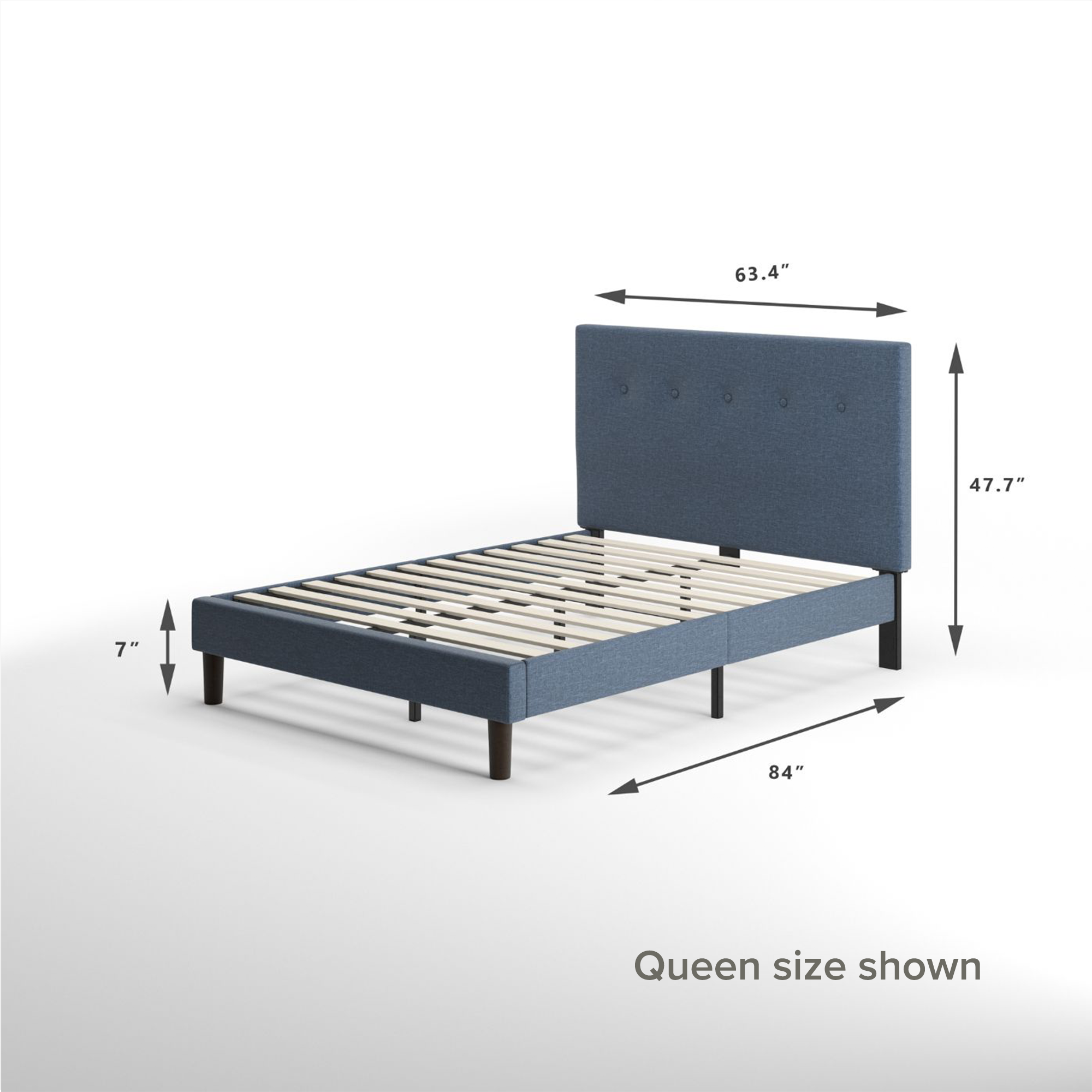Omkaram Platform Bed Frame queen size dimension