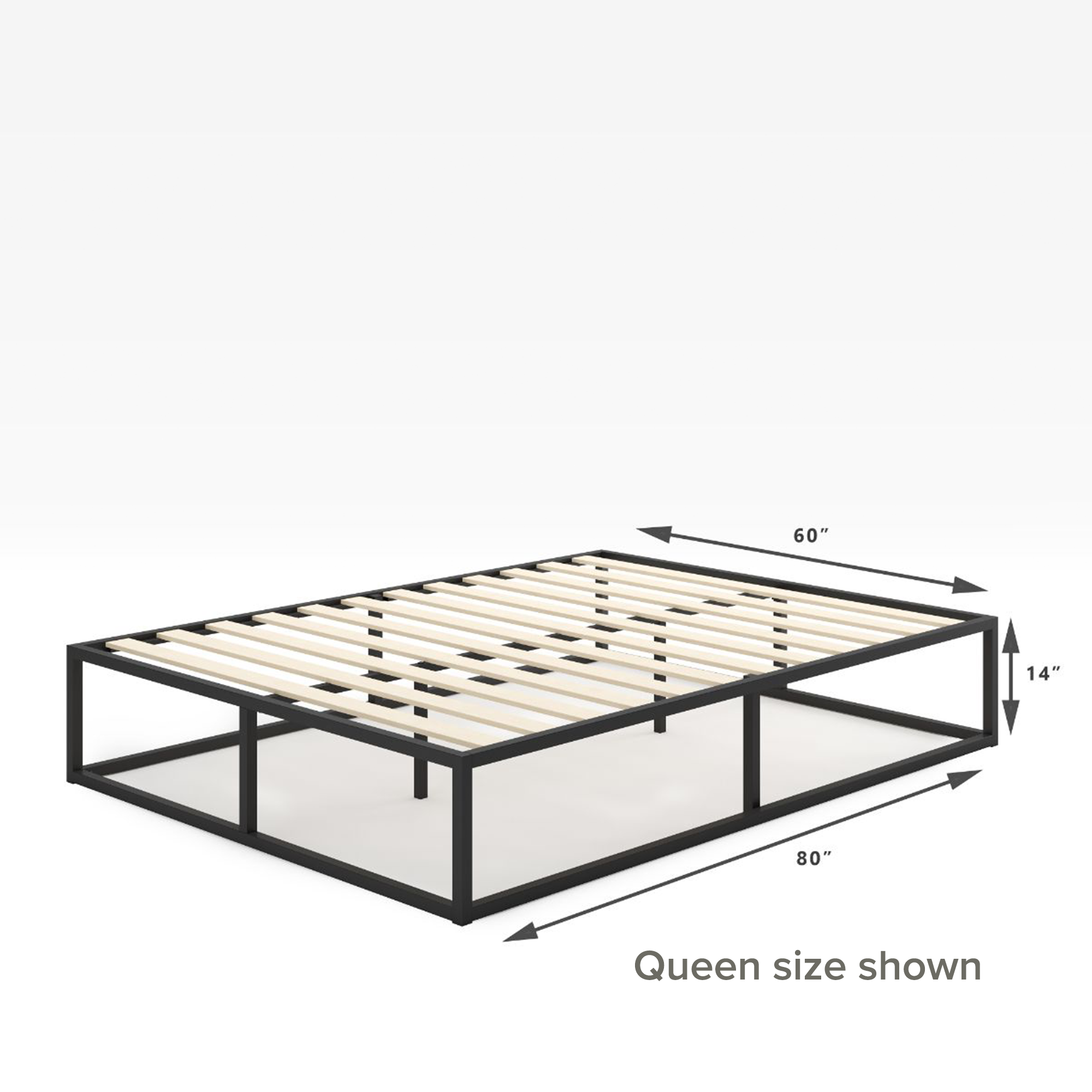 14 inch Joseph Metal Platform Bed Quarter queen size Dimensions