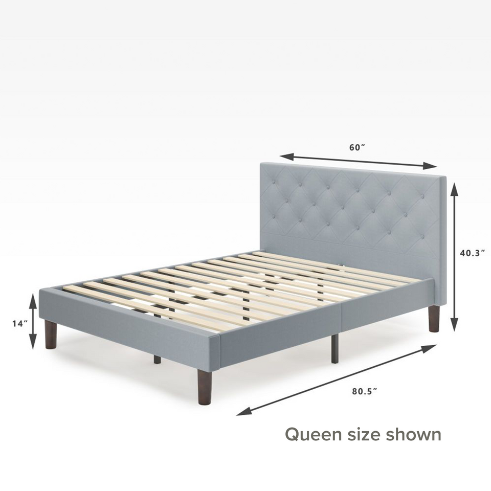 Shalini Upholstered Diamond Stitched Platform Bed Frame | Zinus