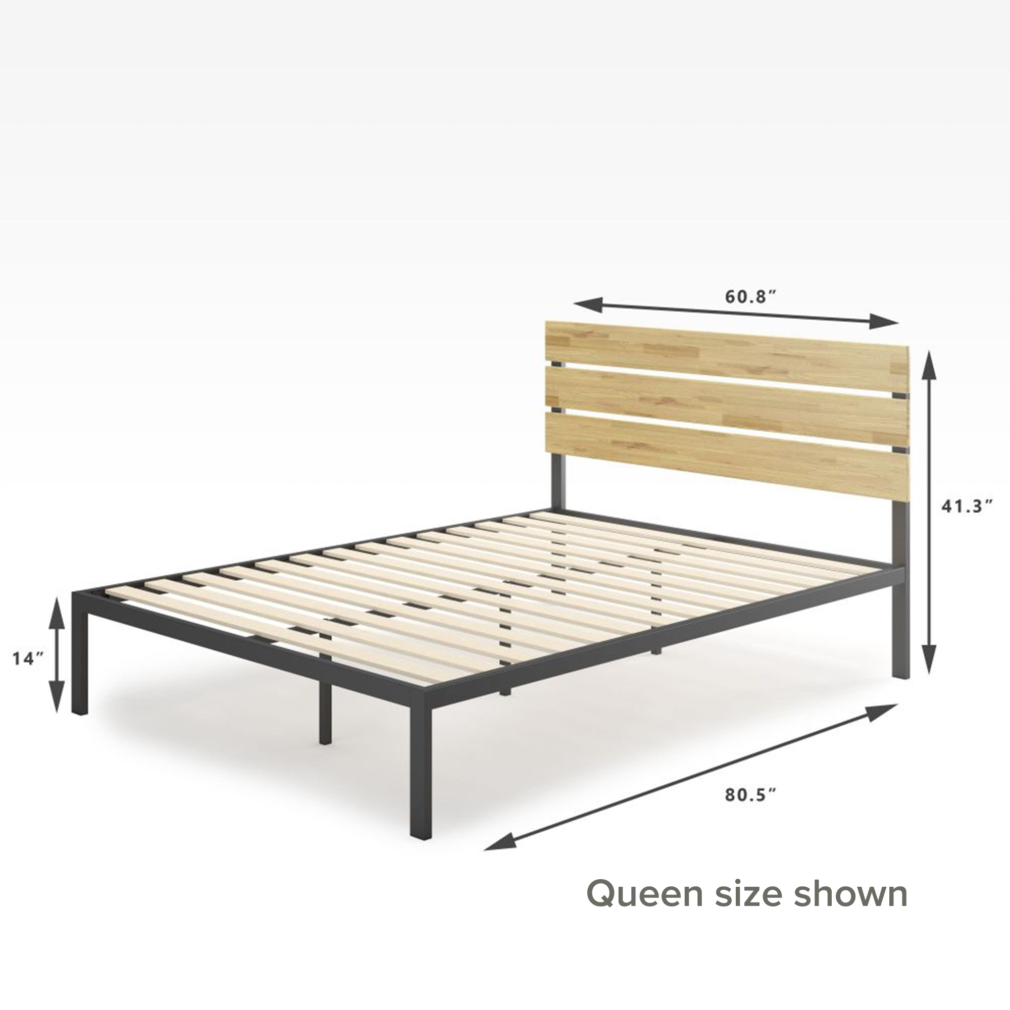 Paul Metal and Wood Platform Bed Frame Dimensions Queen Size Dimensions 